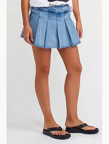 Jupe skater en denim mini, taille mi-haute dilvin