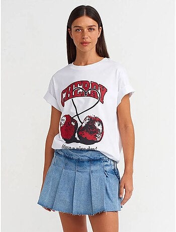 Jupe skater en denim mini, taille mi-haute dilvin