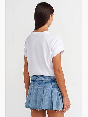 Jupe skater en denim mini, taille mi-haute dilvin