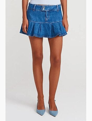 Jupe skater en denim, taille mi-haute, mini dilvin