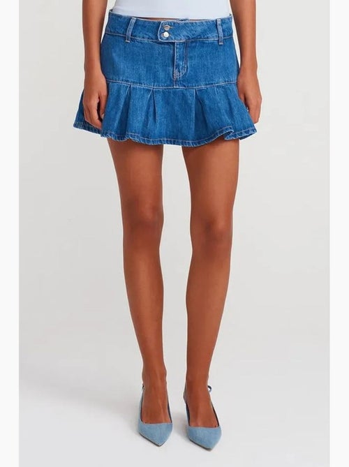 Jupe skater en denim, taille mi-haute, mini dilvin - Kiabi