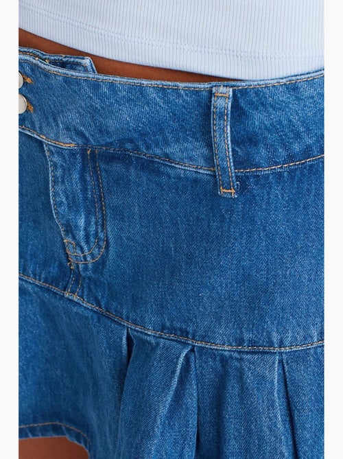Jupe skater en denim, taille mi-haute, mini dilvin - Kiabi