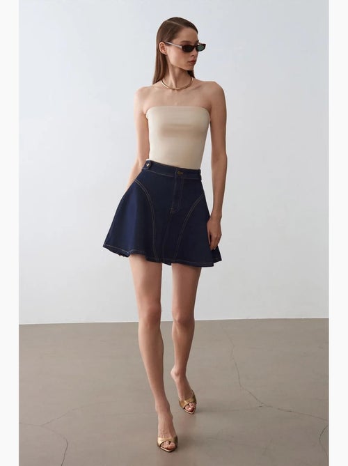 Jupe skater mini taille haute dilvin - Kiabi