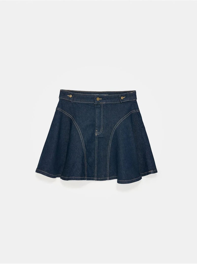 Jupe skater mini taille haute dilvin Bleu outremer - Kiabi