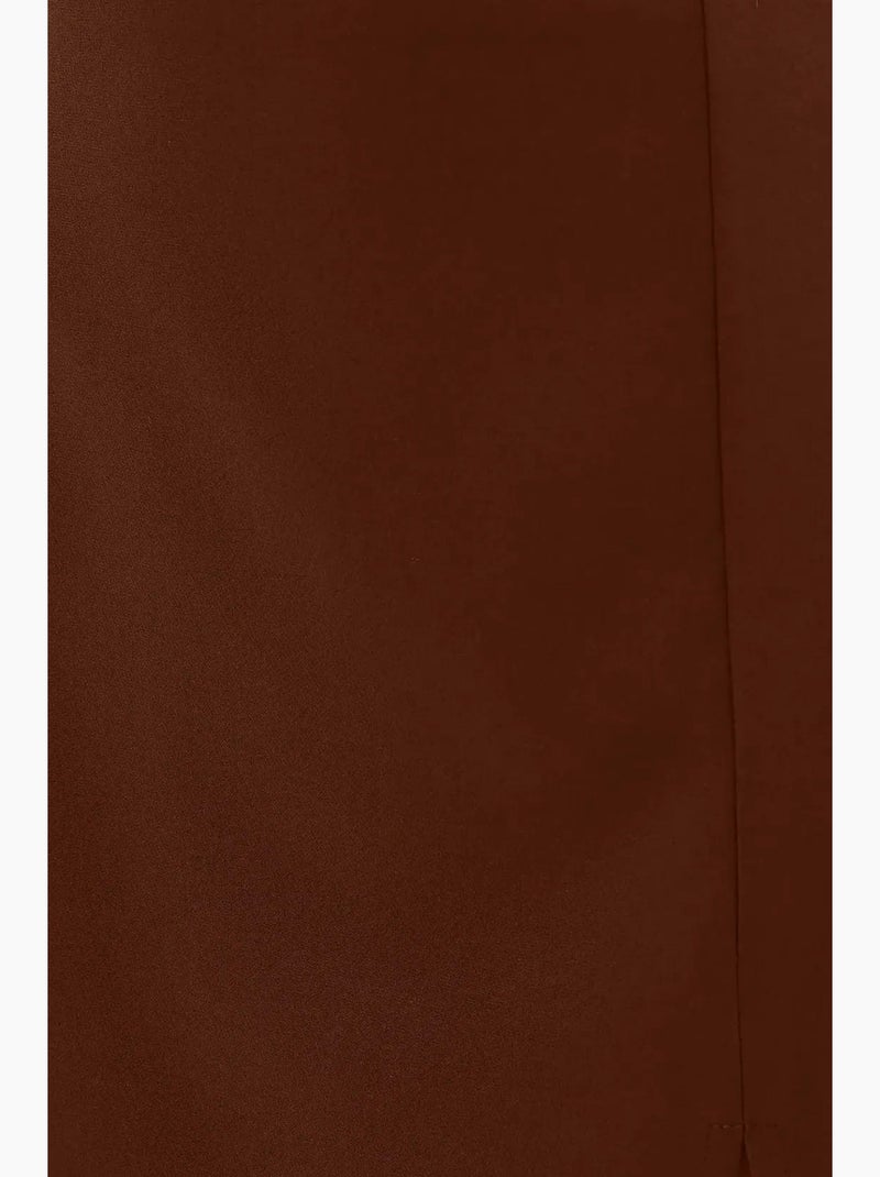 Jupe taille haute fendue sur le côté hiccup Marron - Kiabi
