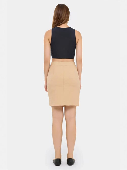 Jupe taille haute sans coutures avec fente hiccup - Kiabi Jupe taille haute sans coutures avec fente hiccup - Kiabi