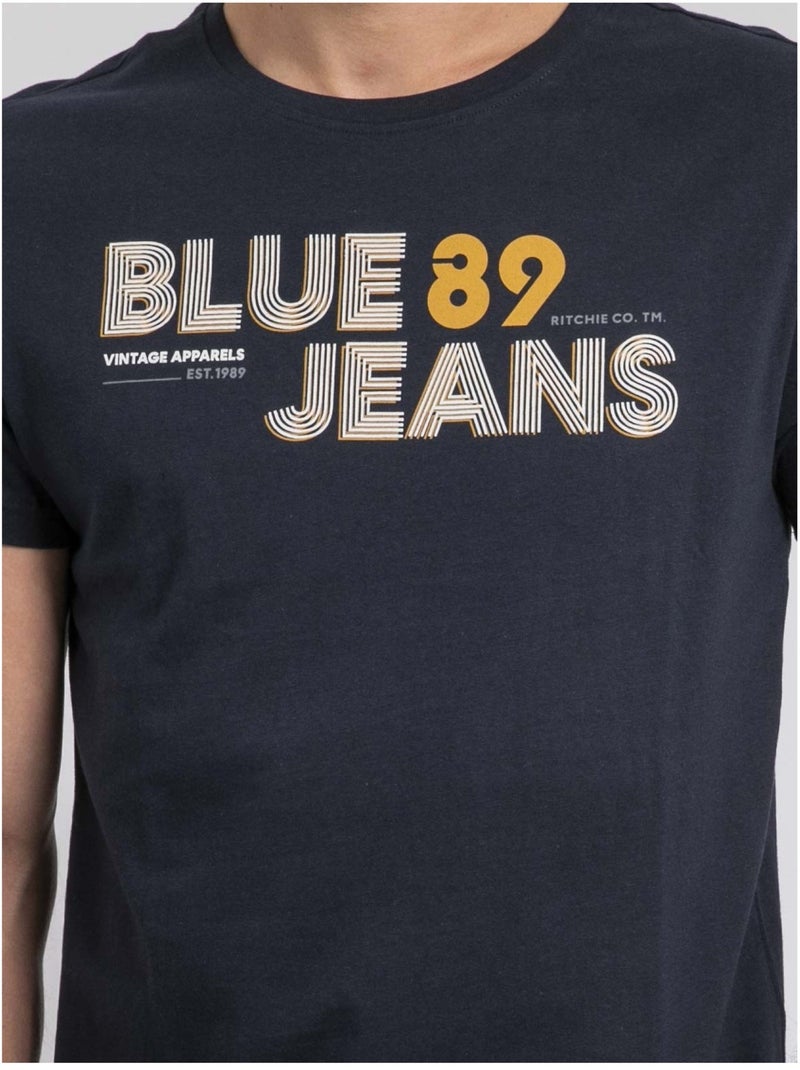 Jupilar t-shirt met ronde hals van puur katoen Marineblauw - Kiabi