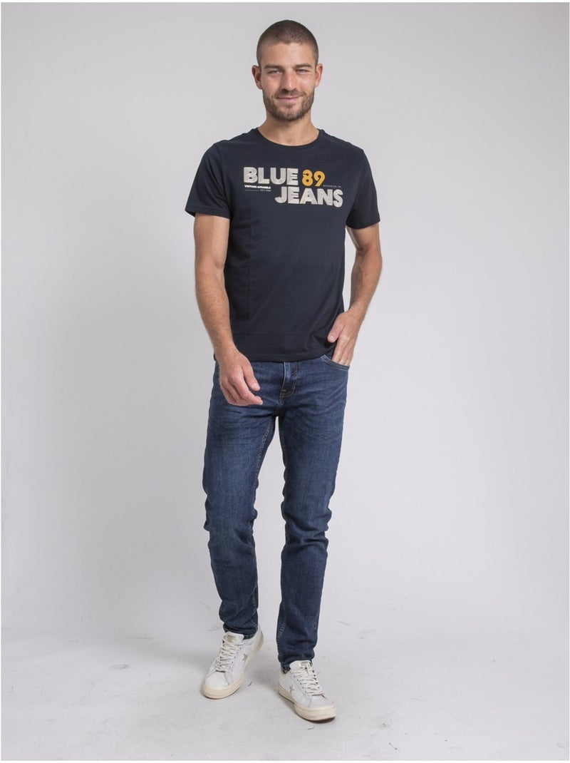 Jupilar t-shirt met ronde hals van puur katoen Marineblauw - Kiabi