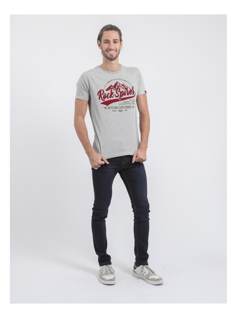 Jupitoli t-shirt met korte mouwen, ronde hals en gemaakt van puur katoen Grijs - Kiabi