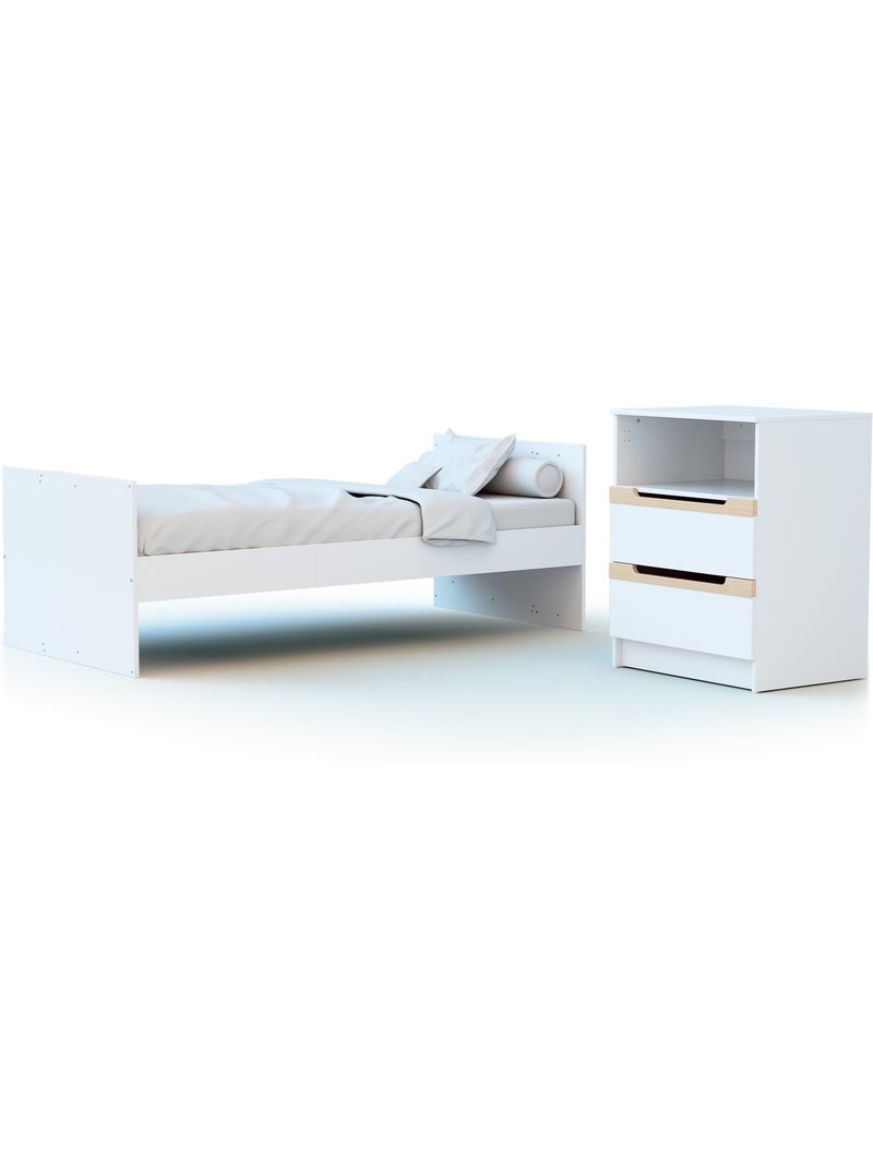 Jurababy - carrousel omvormbaar houten babybedje combinatie, wit en gelakt beuken, 60 x 120 cm Beige/Wit - Kiabi