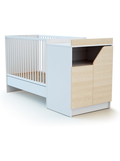 Jurababy - combiné lit bébé évolutif en bois carrousel blanc et hêtre verni 60 x 120 cm - Kiabi Jurababy - combiné lit bébé évolutif en bois carrousel blanc et hêtre verni 60 x 120 cm - Kiabi