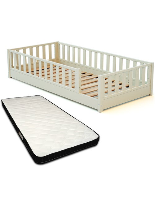Jurababy - lit au sol enfant en bois sonho avec matelas - 90x190 - Kiabi Jurababy - lit au sol enfant en bois sonho avec matelas - 90x190 - Kiabi