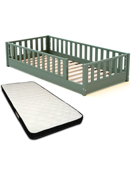 Jurababy - lit au sol enfant en bois sonho avec matelas - 90x190 - Kiabi Jurababy - lit au sol enfant en bois sonho avec matelas - 90x190 - Kiabi