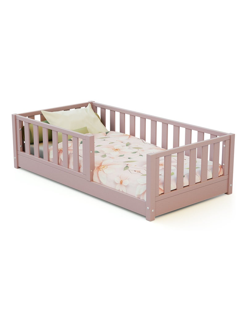 Jurababy - lit enfant au sol en bois sonho mini - 70x140 Rose - Kiabi