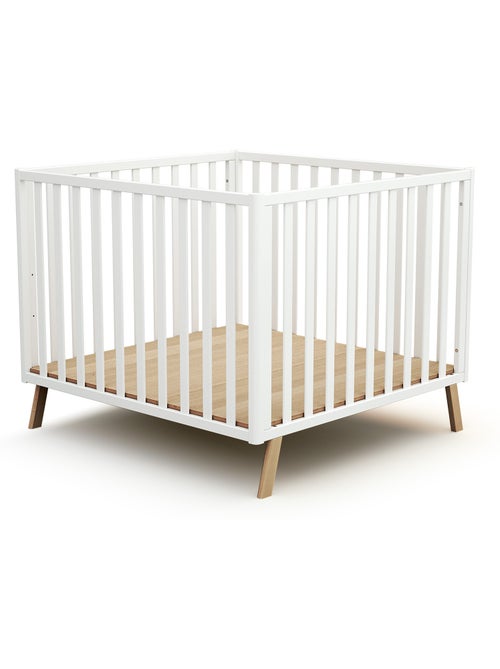 Jurababy - omvormbare houten box kasa in hout wit 100 x 100 cm - Kiabi