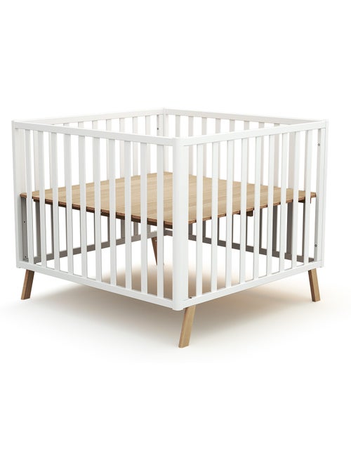 Jurababy - omvormbare houten box kasa in hout wit 100 x 100 cm - Kiabi