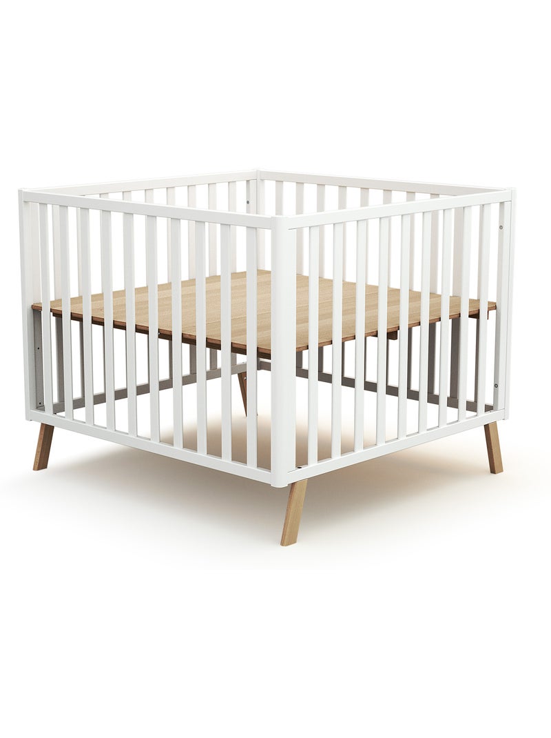 Jurababy - omvormbare houten box kasa in hout wit 100 x 100 cm Wit - Kiabi