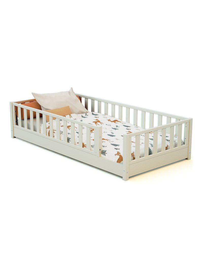 Jurababy - sonho kinderbed vloerbed - 90x190 - parelwit Wit - Kiabi