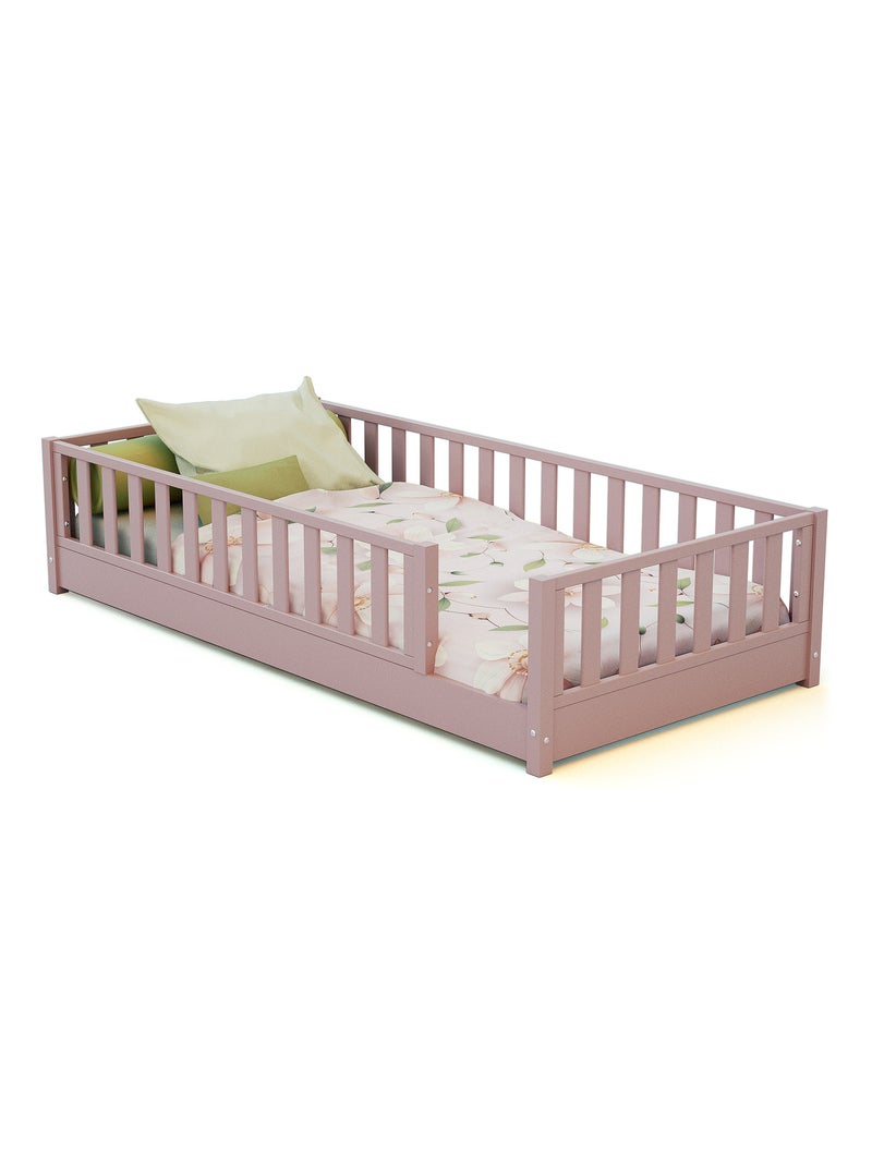 Jurababy - sonho kinderbed vloerbed - 90x190 - poederroze Roze - Kiabi
