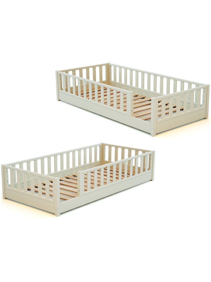 Jurababy - sonho kinderbed vloerbed met matras - 90x190 - parelwit Wit - Kiabi