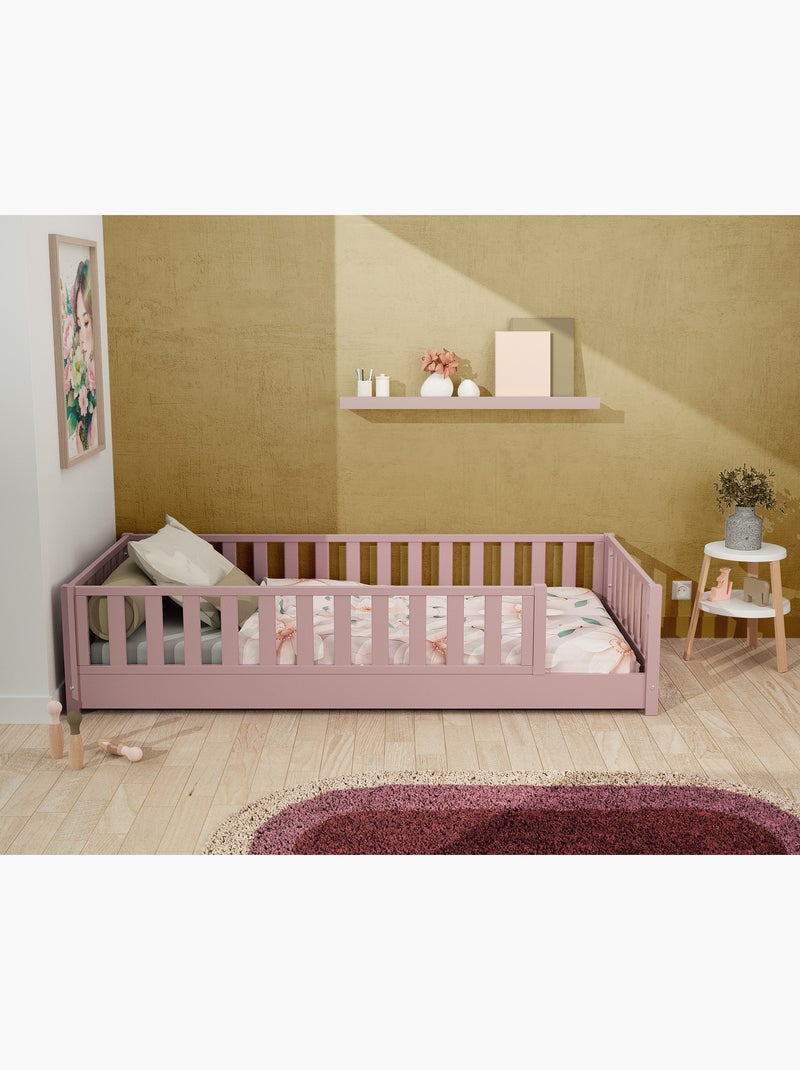 Jurababy - sonho kinderbed vloerbed met matras - 90x190 - poederroze Roze - Kiabi