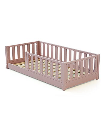 Jurababy - sonho mini kinderbed vloerbed van hout - 70x140 - poederroze