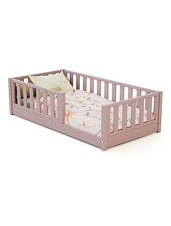 Jurababy - sonho mini kinderbed vloerbed van hout - 70x140 - poederroze