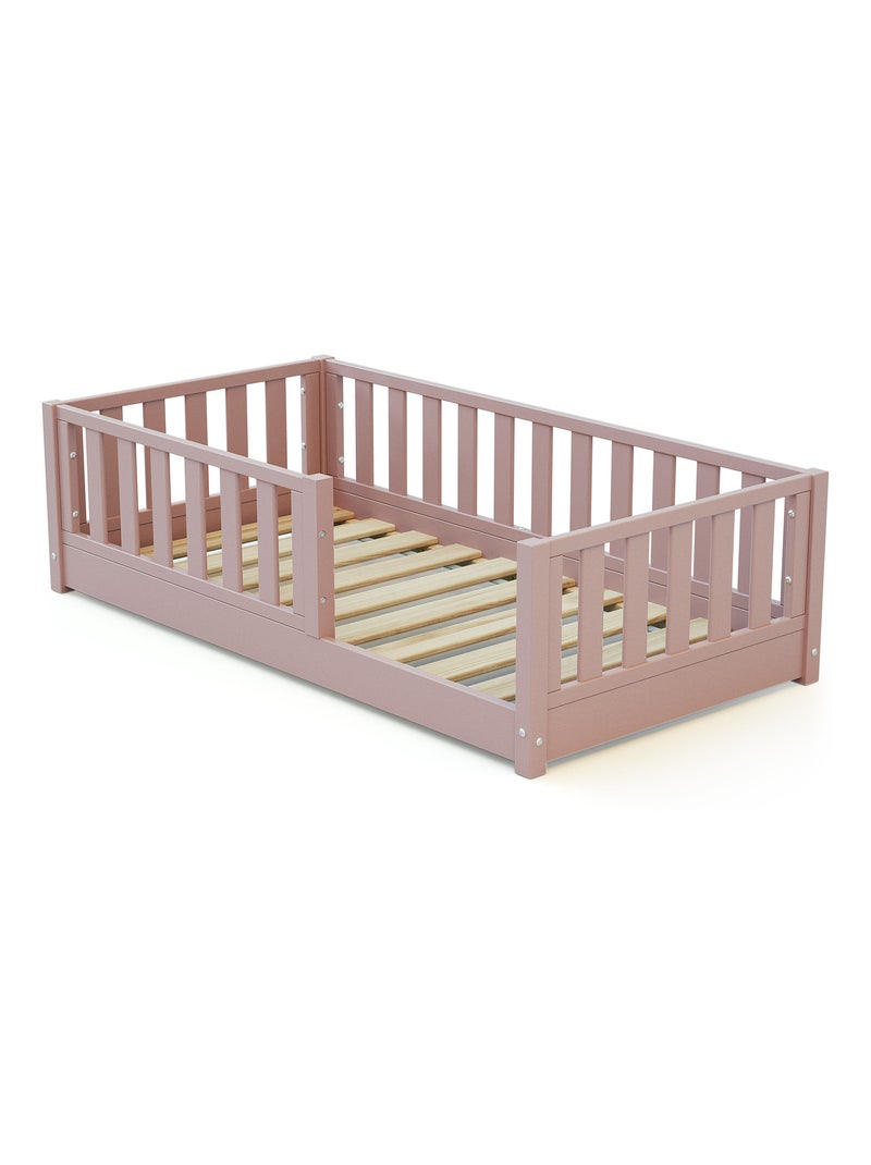 Jurababy - sonho mini kinderbed vloerbed van hout - 70x140 - poederroze Roze - Kiabi