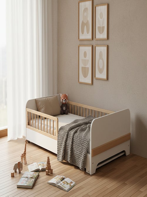 Jurababy - uitschuifbaar houten kinderbed 80x140-165-190 carrousel - wit - Kiabi