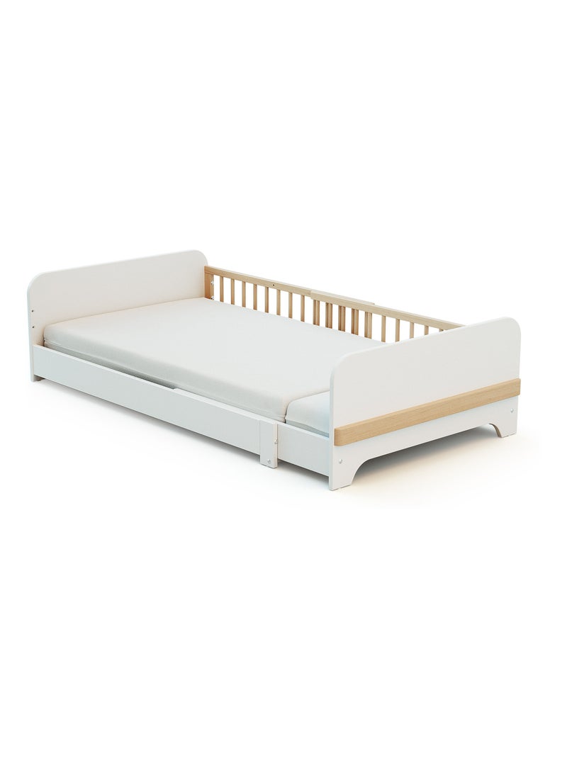Jurababy - uitschuifbaar houten kinderbed 80x140-165-190 carrousel - wit Wit - Kiabi