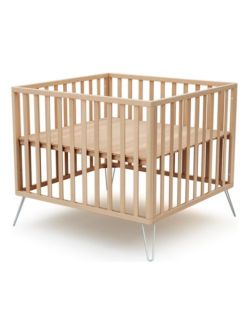 Jurababy houten kinderbox only in hout beuken en in staal 100 x 100 cm - Kiabi Jurababy houten kinderbox only in hout beuken en in staal 100 x 100 cm - Kiabi