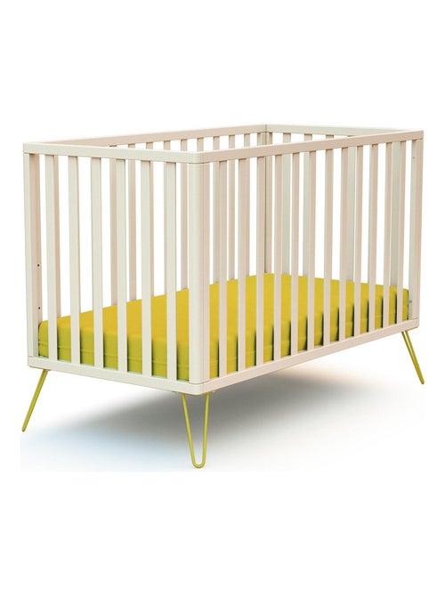 Jurababy kinderbed only in hout wit en geel 60 x 120 cm - Kiabi