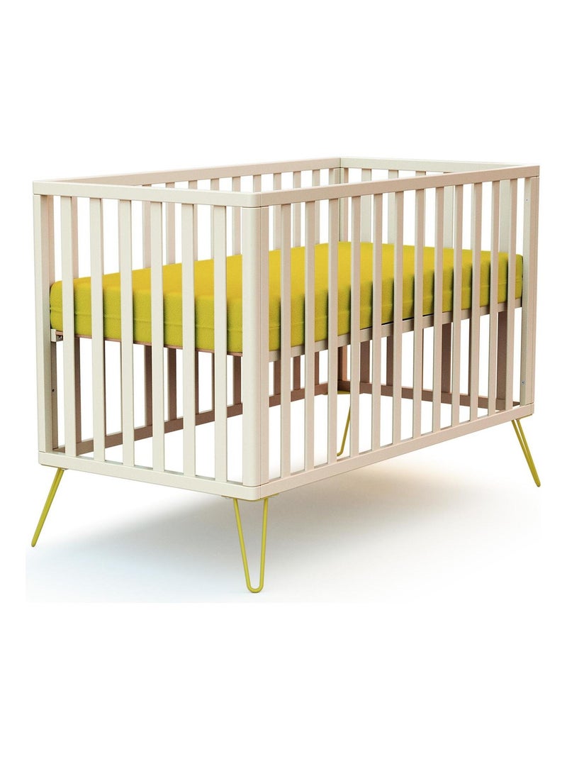Jurababy kinderbed only in hout wit en geel 60 x 120 cm Geel - Kiabi