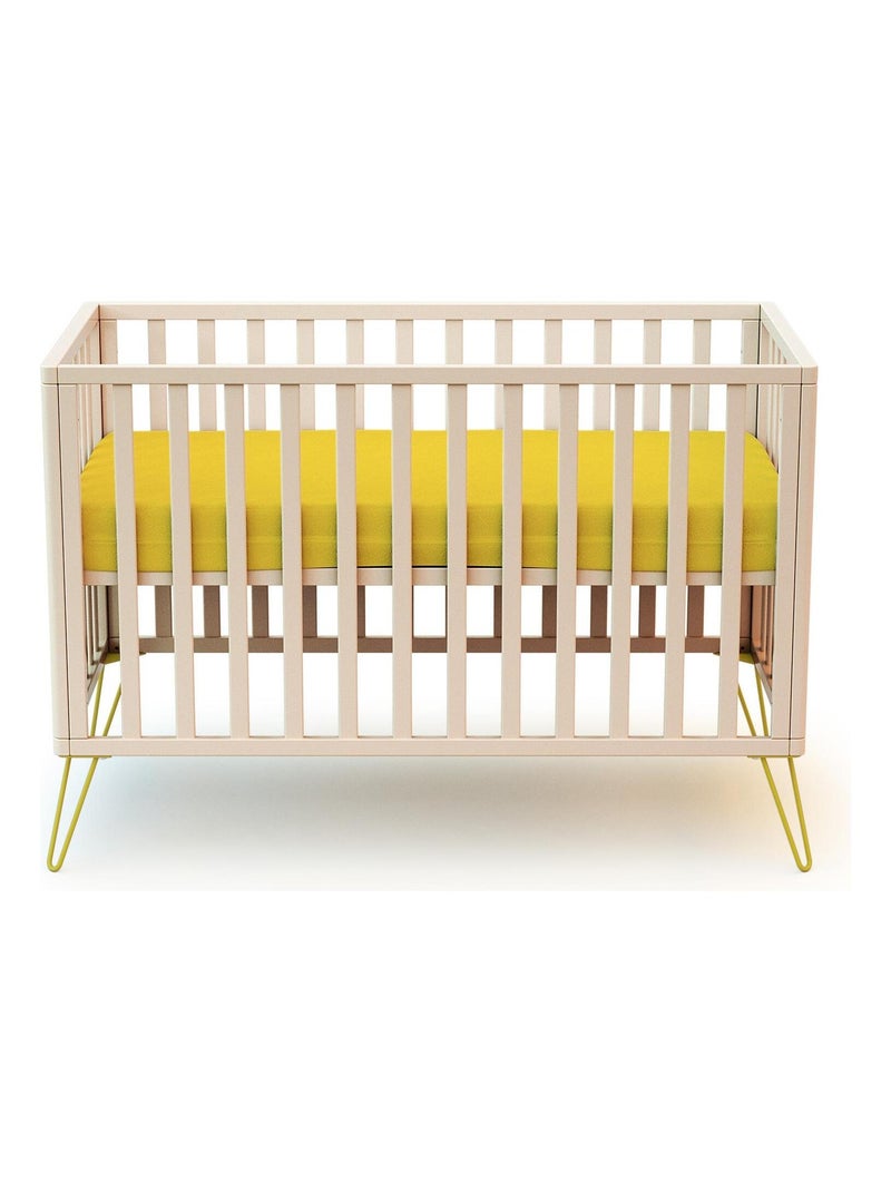 Jurababy kinderbed only in hout wit en geel 60 x 120 cm Geel - Kiabi