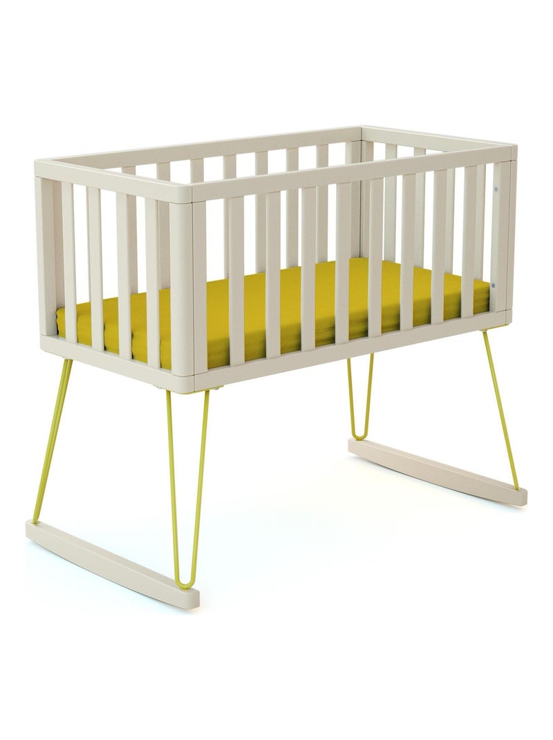Jurababy schommelwieg only in hout wit en geel 40 x 80 cm Geel - Kiabi