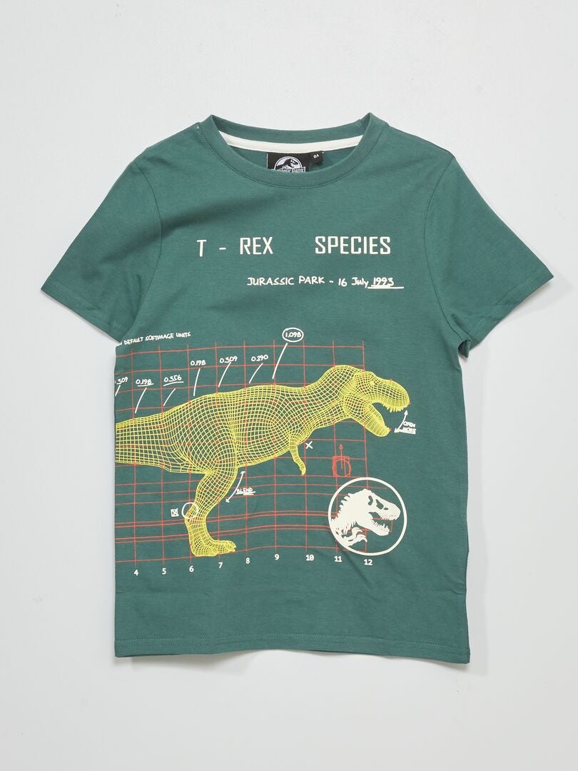 Jurassic Park-T-shirt van jersey met reliëfprint GROEN - Kiabi