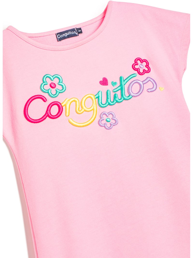 Jurk conguitos logo frontal vestido Roze - Kiabi