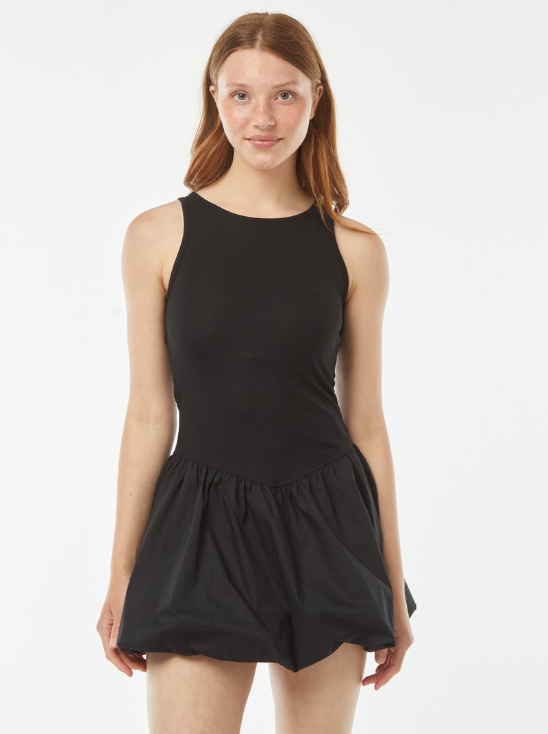 Jurk in bollend model zwart - Kiabi