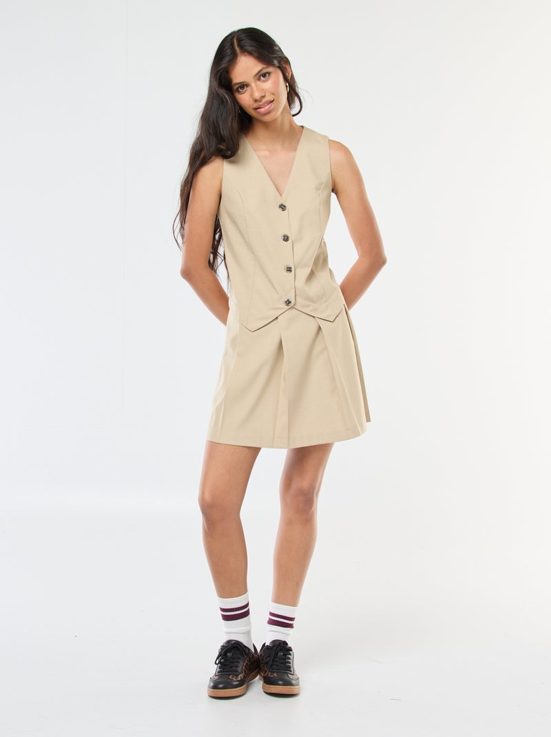 Jurk met 2-in-1-effect - Kostuumvestje + rok Biege - Kiabi
