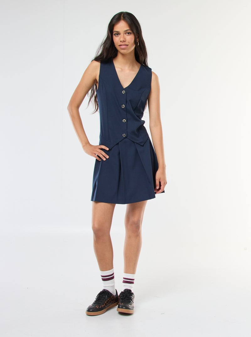 Jurk met 2-in-1-effect - Kostuumvestje + rok Blauw - Kiabi