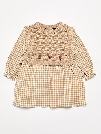Jurk met 2-in-1-effect en top van jerseytricot