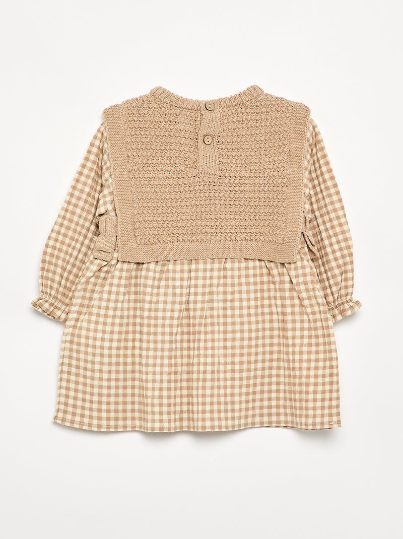 Jurk met 2-in-1-effect en top van jerseytricot Biege - Kiabi