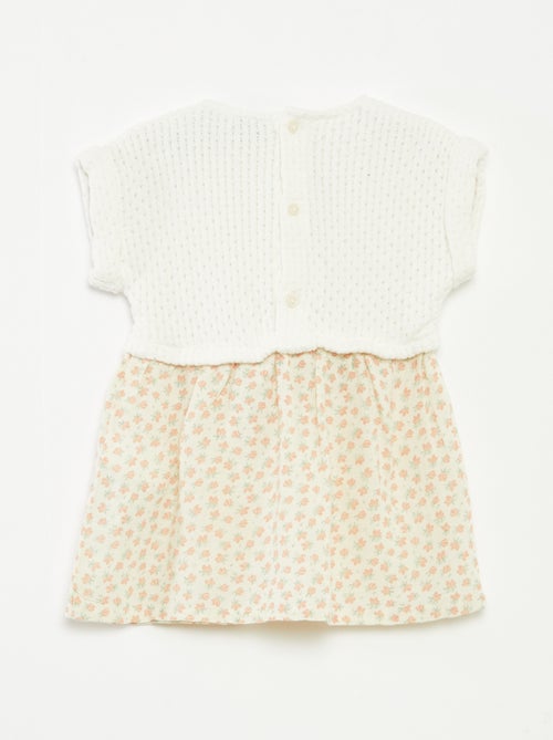 Jurk met 2-in-1-effect met gebreid lijfje en rokje van gemengd linnen - 1-delig - Kiabi