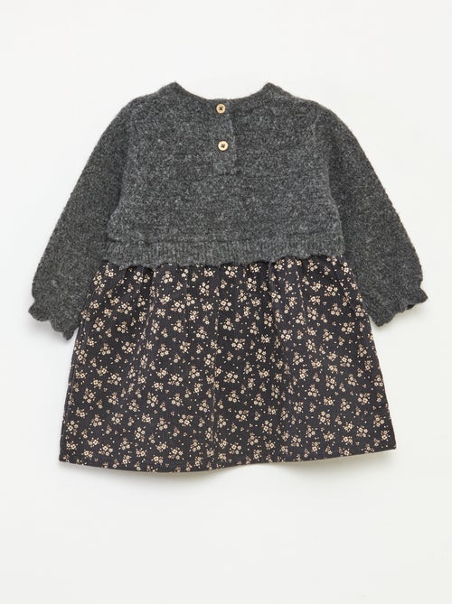 Jurk met 2-in-1 effect met twee verschillende materialen, velours en gebreid - Kiabi