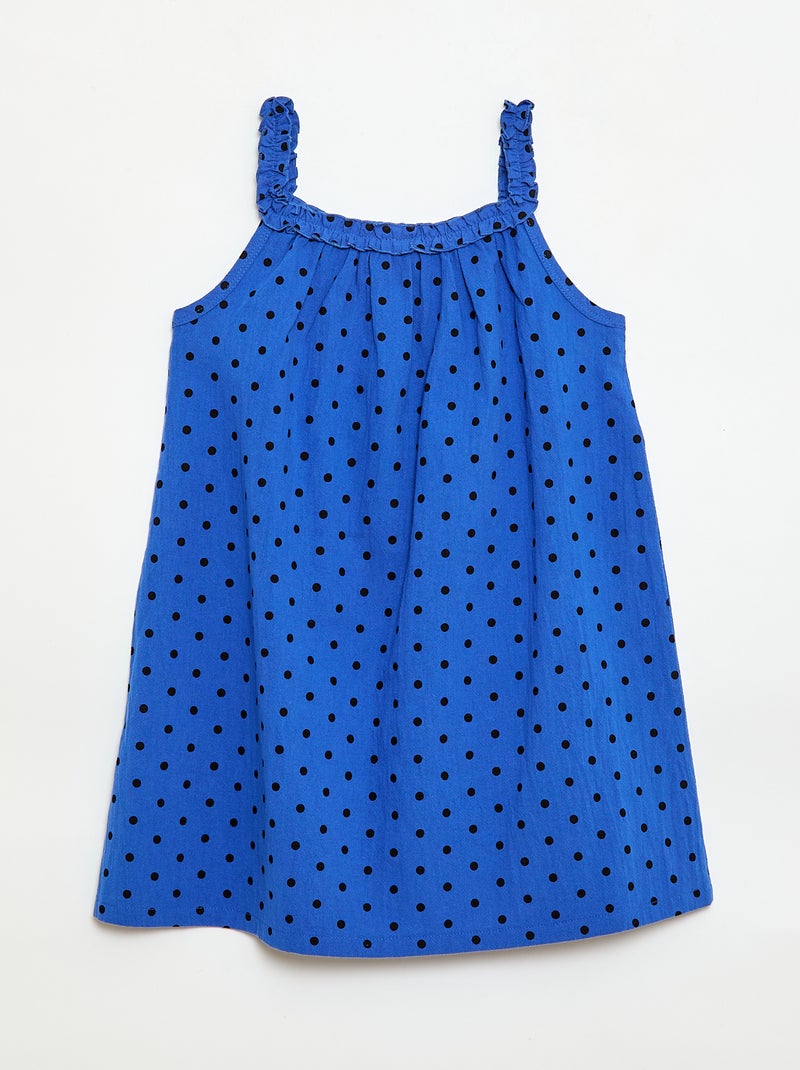 Jurk met bandjes en volantkraag Blauw - Kiabi