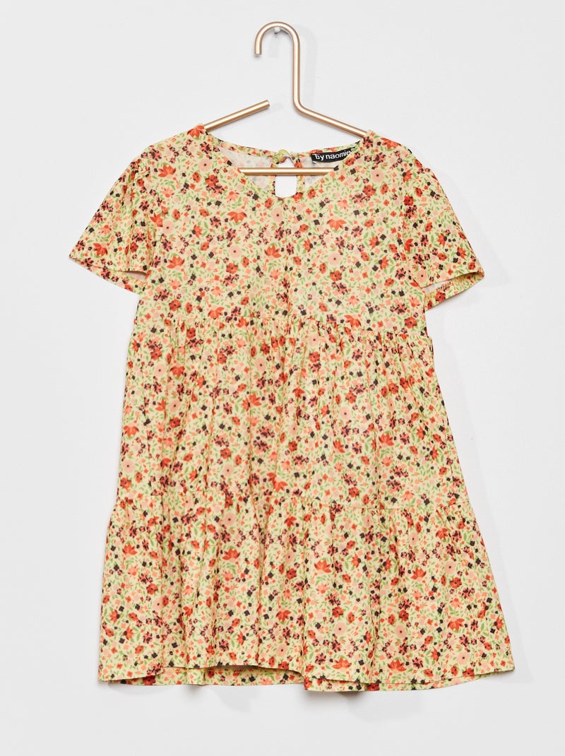 Jurk met bloemenprint en ronde hals bloemen - Kiabi