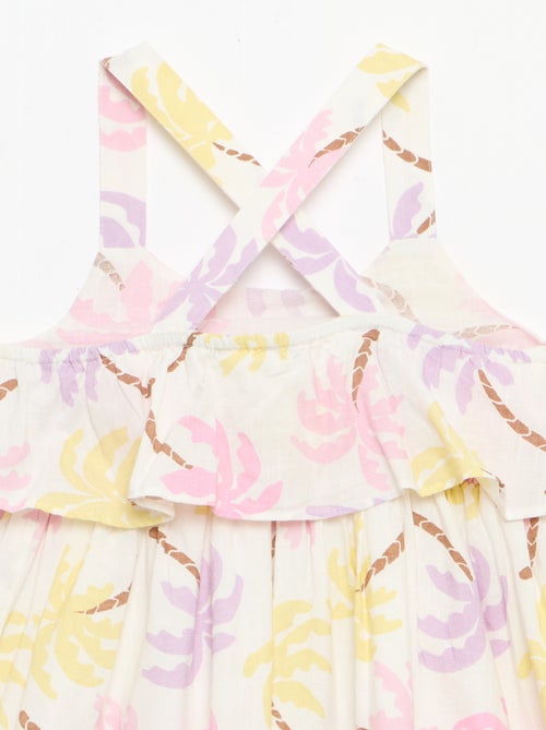 Jurk met gekruiste bandjes en ruches, hoesmodel - Kiabi