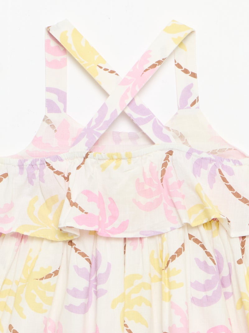 Jurk met gekruiste bandjes en ruches, hoesmodel Biege - Kiabi