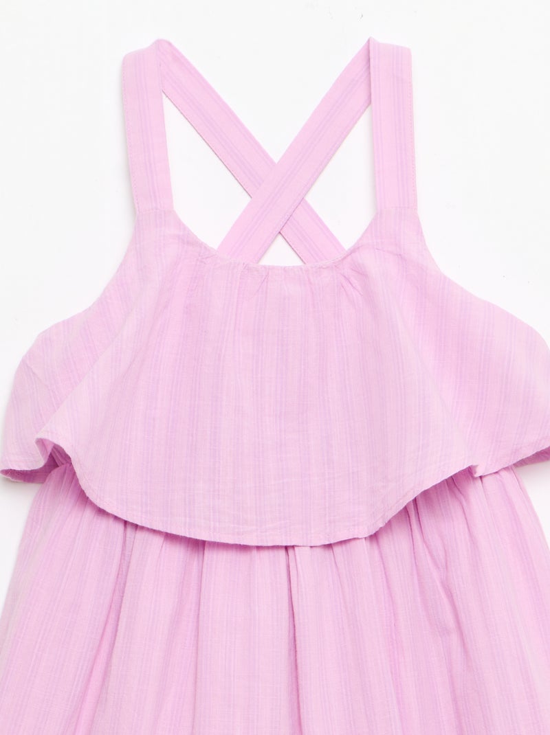 Jurk met gekruiste bandjes en ruches, hoesmodel Paars - Kiabi