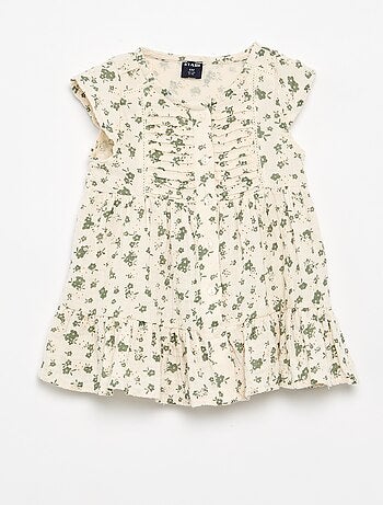 Jurk met korte mouwen en broderie anglaise
